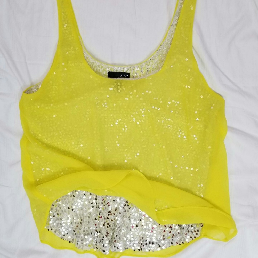 AQUA shell yellow & silver sequins